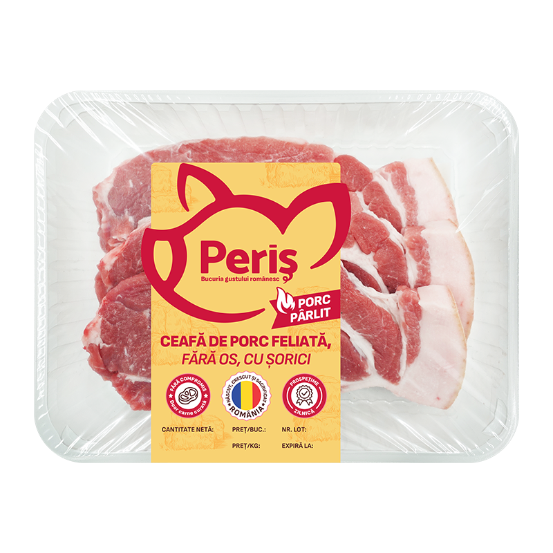 Ceafă de Porc Feliată cu Slănină și Șorici Pârlit (700g)