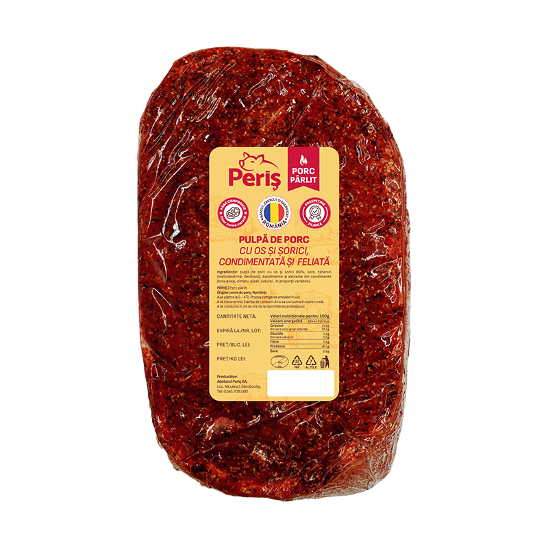 Pulpa de porc cu os si sorici, condimentata si feliata 1buc/vac